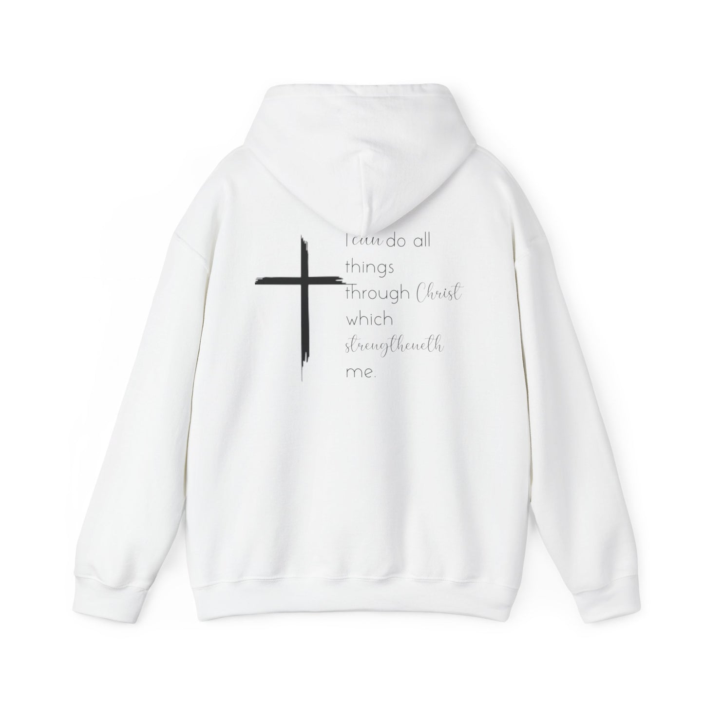 Religious Hoodie Sweatshirt, Philippians 4:13 Bible Quote, Cross Symbol, Faith-Based Apparel, Christian Jumper, Inspirational Sweatshirt