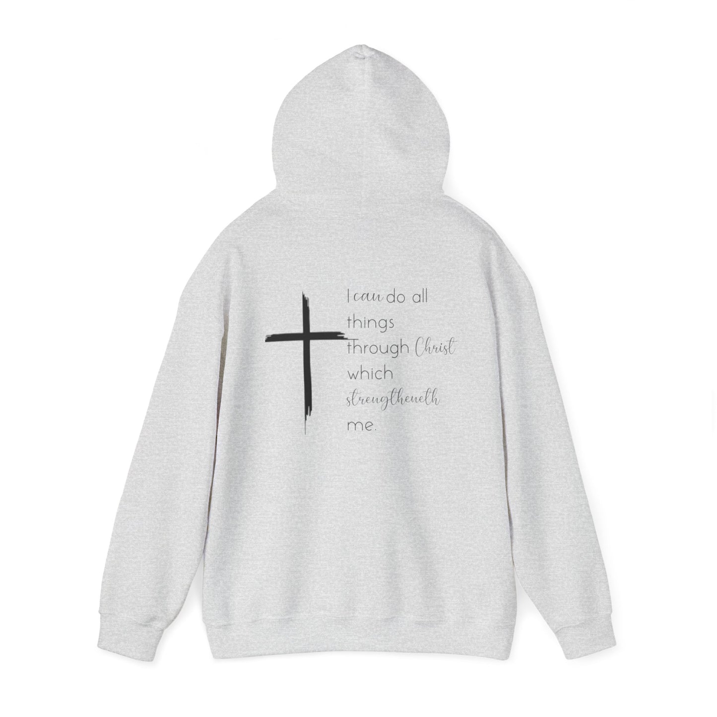 Religious Hoodie Sweatshirt, Philippians 4:13 Bible Quote, Cross Symbol, Faith-Based Apparel, Christian Jumper, Inspirational Sweatshirt