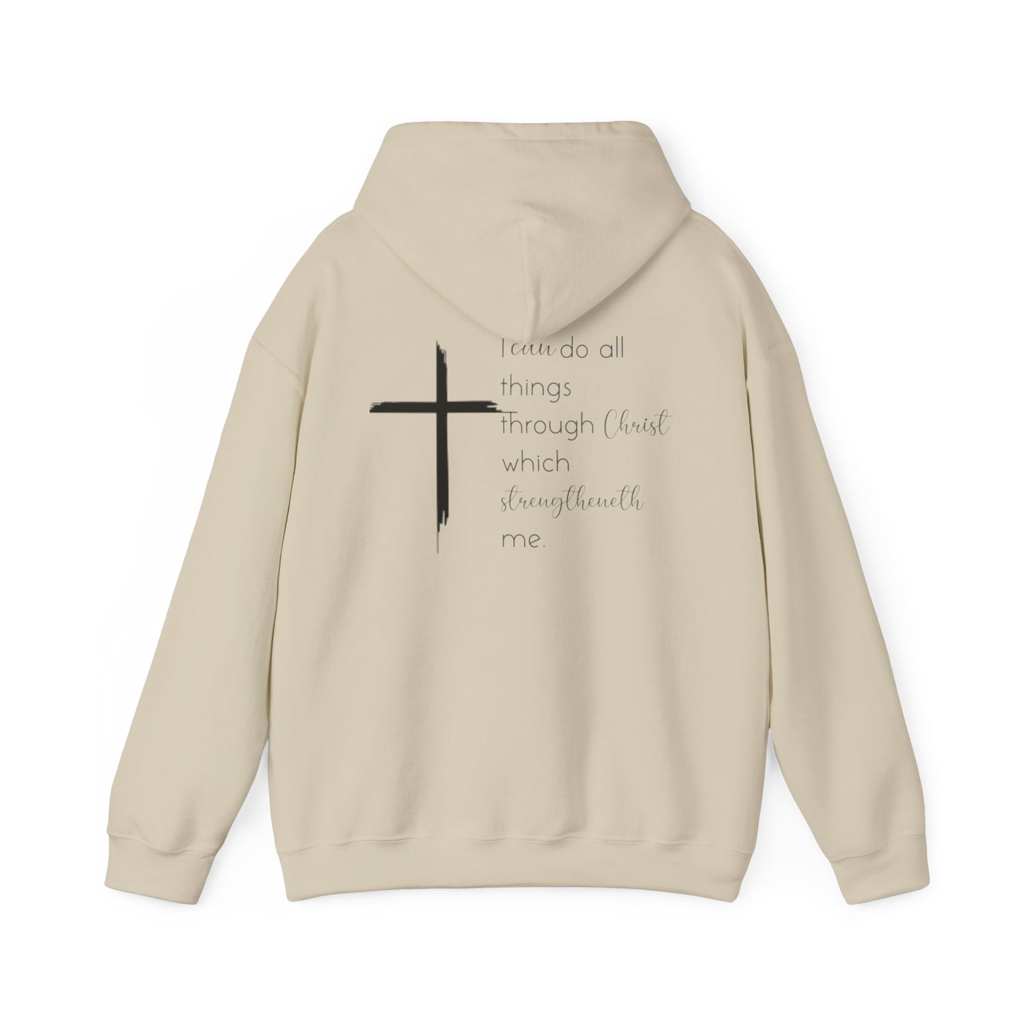 Religious Hoodie Sweatshirt, Philippians 4:13 Bible Quote, Cross Symbol, Faith-Based Apparel, Christian Jumper, Inspirational Sweatshirt