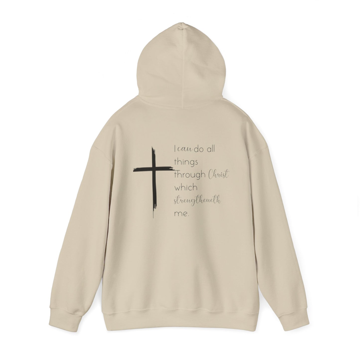 Religious Hoodie Sweatshirt, Philippians 4:13 Bible Quote, Cross Symbol, Faith-Based Apparel, Christian Jumper, Inspirational Sweatshirt