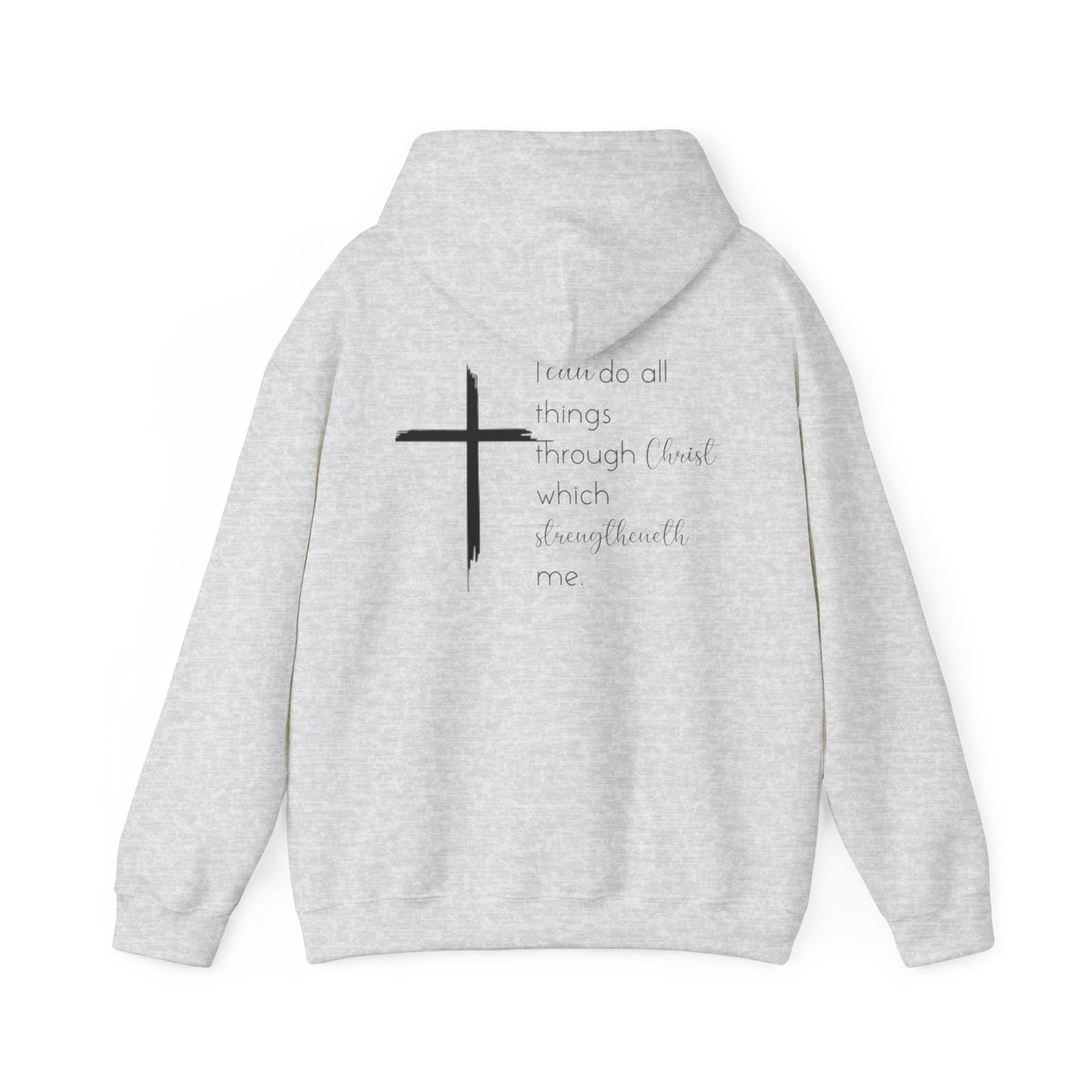 Religious Hoodie Sweatshirt, Philippians 4:13 Bible Quote, Cross Symbol, Faith-Based Apparel, Christian Jumper, Inspirational Sweatshirt