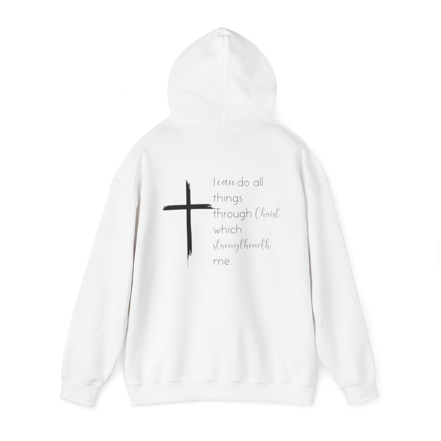 Religious Hoodie Sweatshirt, Philippians 4:13 Bible Quote, Cross Symbol, Faith-Based Apparel, Christian Jumper, Inspirational Sweatshirt