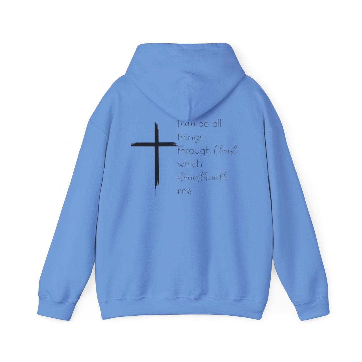 Religious Hoodie Sweatshirt, Philippians 4:13 Bible Quote, Cross Symbol, Faith-Based Apparel, Christian Jumper, Inspirational Sweatshirt